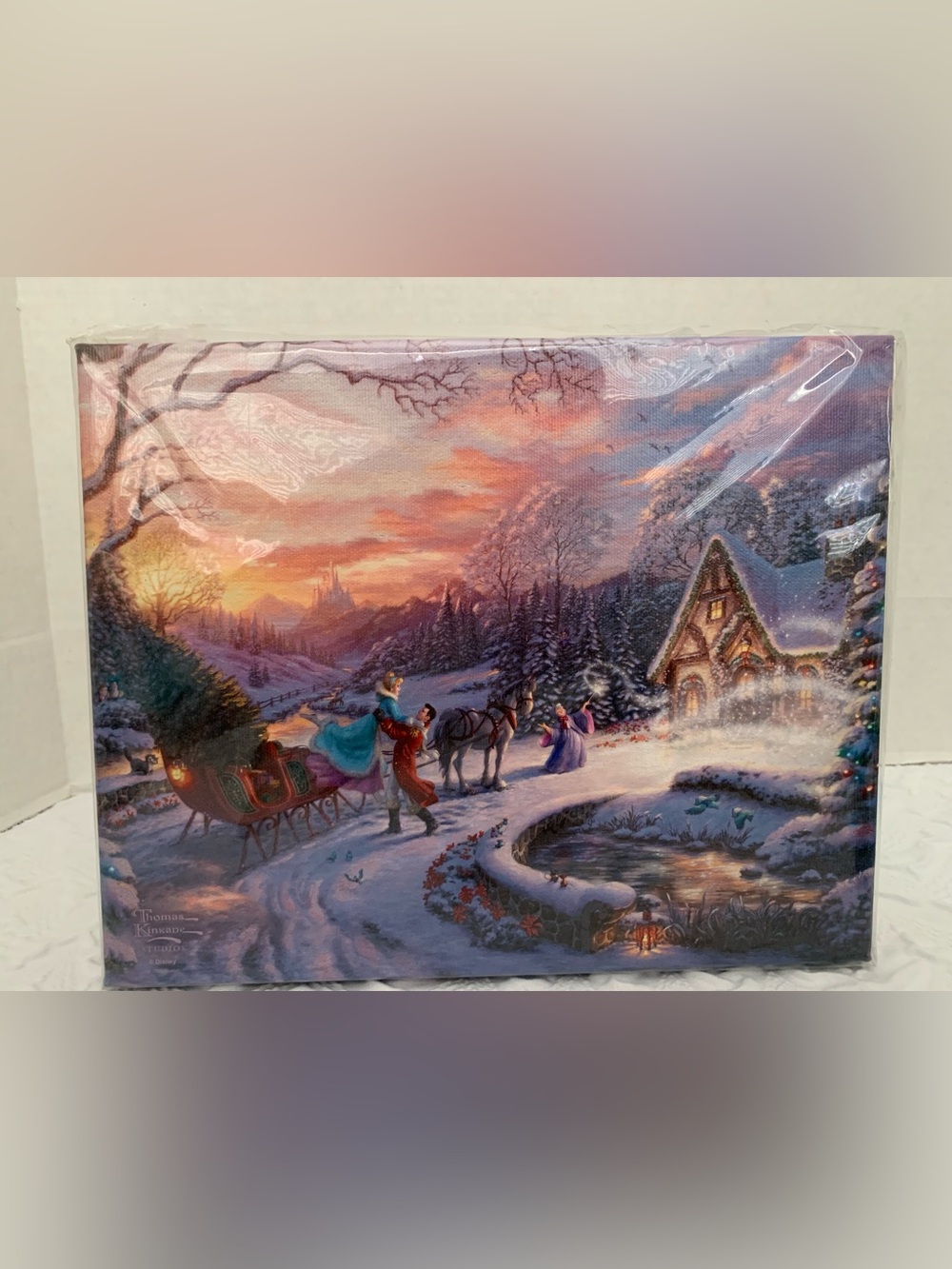 Thomas Kinkade Studios Cinderella Bringing Home the Tree 8 x 10 Canvas Wrap